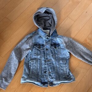 Abercrombie Kids Denim and Gray Hooded Jacket